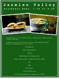 Jasmine Valley breakfast menu